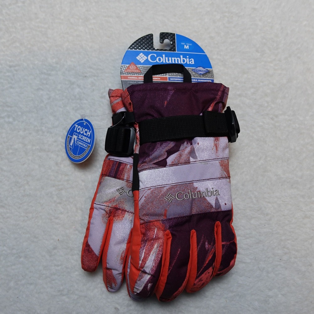 Columbia Whirlibird 3 Glove Youth M Plum Floral Waterproof Omni-Heat CY2087-864